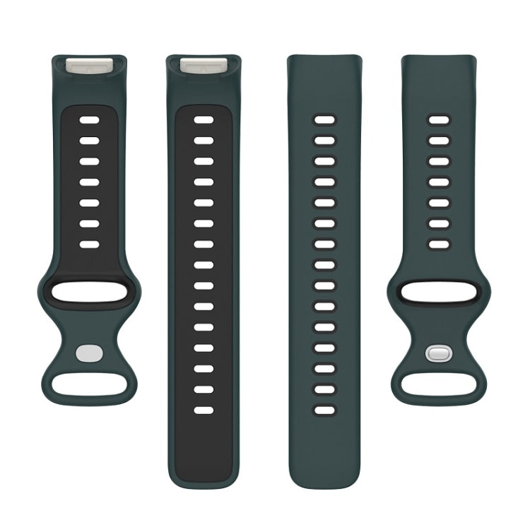 For Fitbit Charge 6 Two Color Silicone Watch Band(Olive Green Black)