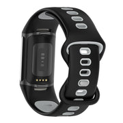 For Fitbit Charge 6 Two Color Silicone Watch Band(Black Grey)