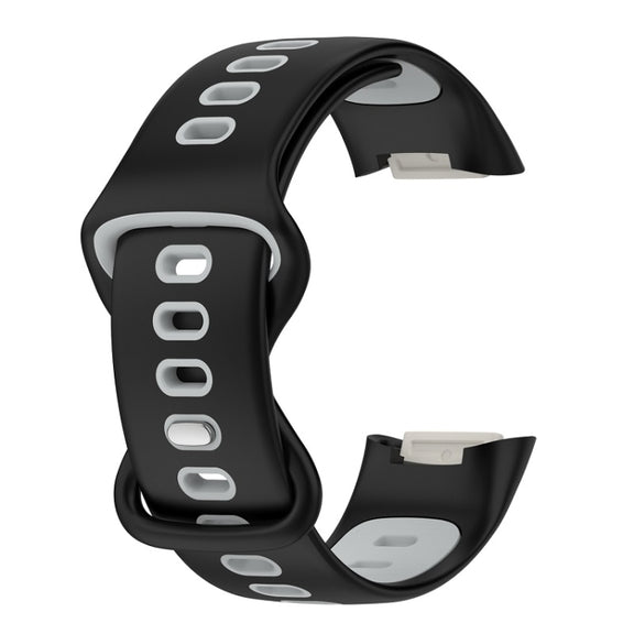 For Fitbit Charge 6 Two Color Silicone Watch Band(Black Grey)