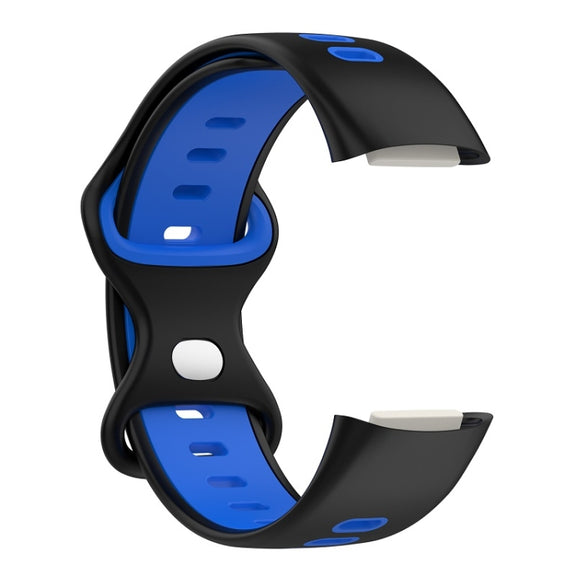 For Fitbit Charge 6 Two Color Silicone Watch Band(Black Blue)