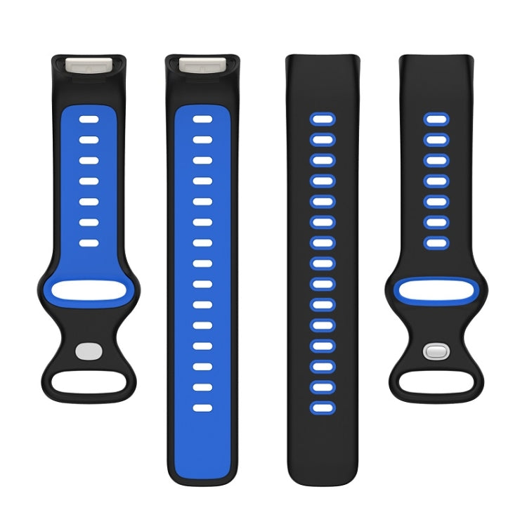 For Fitbit Charge 6 Two Color Silicone Watch Band(Black Blue)