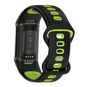 For Fitbit Charge 6 Two Color Silicone Watch Band(Black Lime)