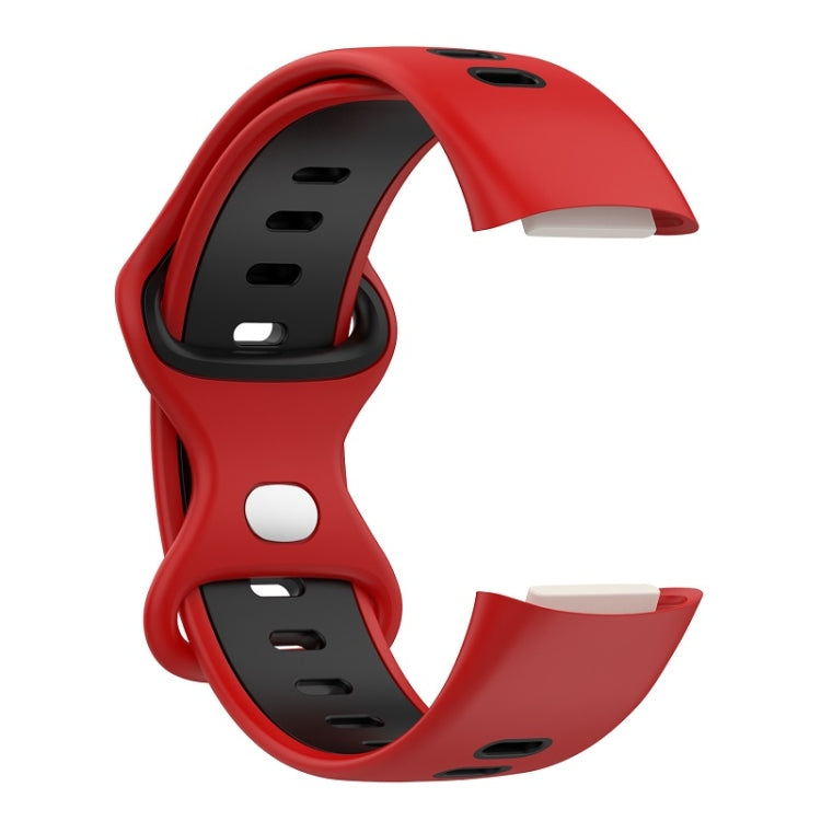 For Fitbit Charge 6 Two Color Silicone Watch Band(Red Black) - Watch Bands by PMC TechLife | Online Shopping South Africa | PMC TechLife