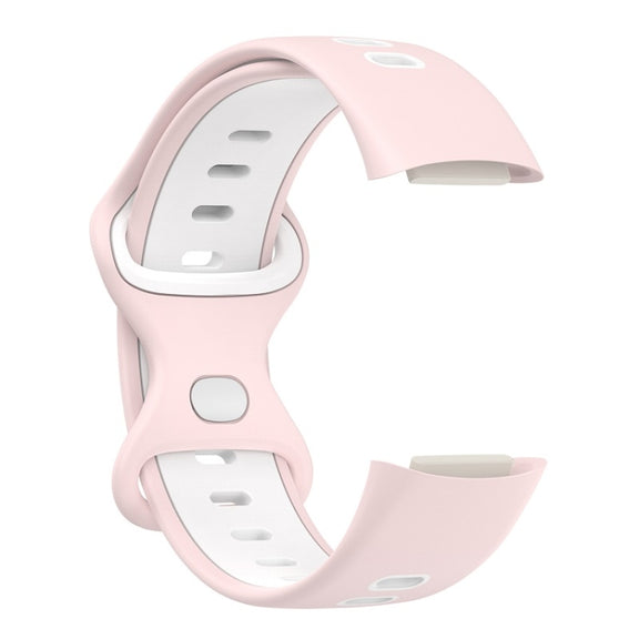 For Fitbit Charge 6 Two Color Silicone Watch Band(Sand Powder White)