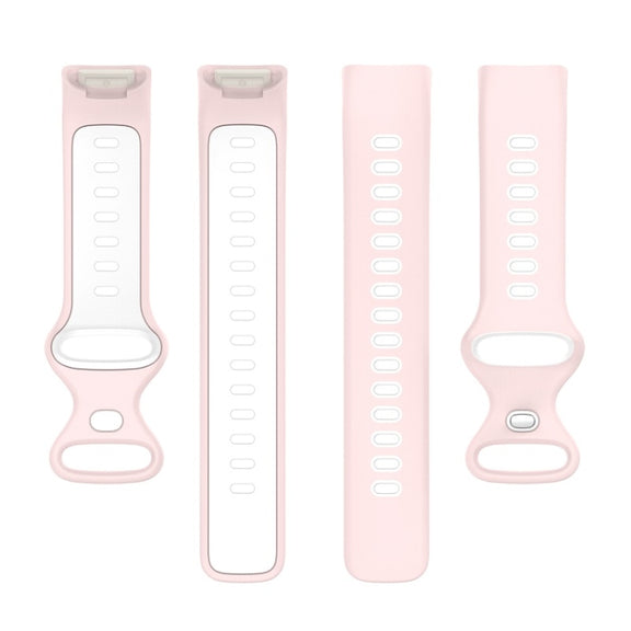 For Fitbit Charge 6 Two Color Silicone Watch Band(Sand Powder White)