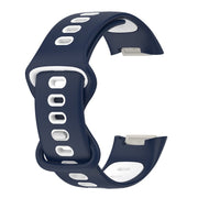 For Fitbit Charge 6 Two Color Silicone Watch Band(Midnight Blue White)