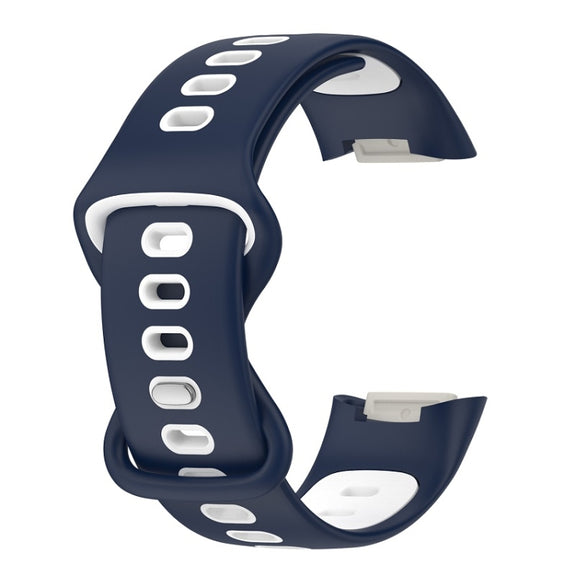 For Fitbit Charge 6 Two Color Silicone Watch Band(Midnight Blue White)
