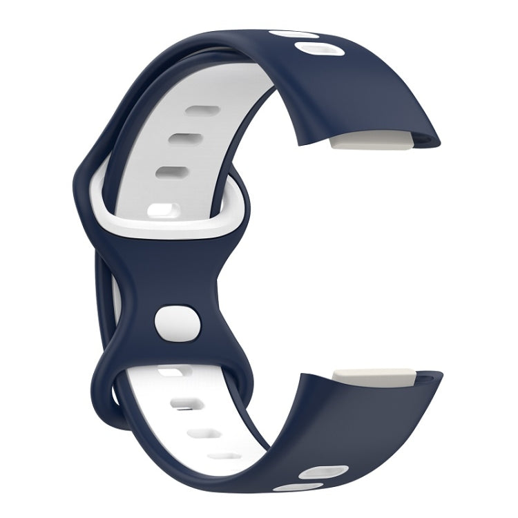 For Fitbit Charge 6 Two Color Silicone Watch Band(Midnight Blue White) - Watch Bands by PMC TechLife | Online Shopping South Africa | PMC TechLife