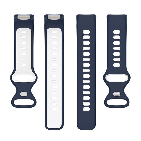 For Fitbit Charge 6 Two Color Silicone Watch Band(Midnight Blue White)