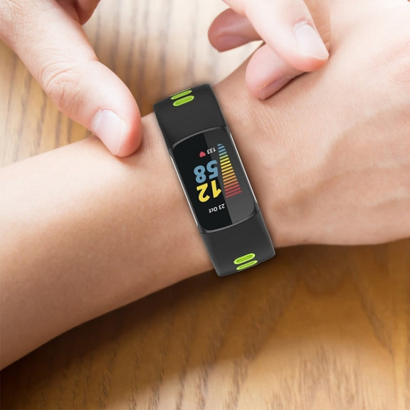 For Fitbit Charge 6 Two Color Silicone Watch Band(White Black)