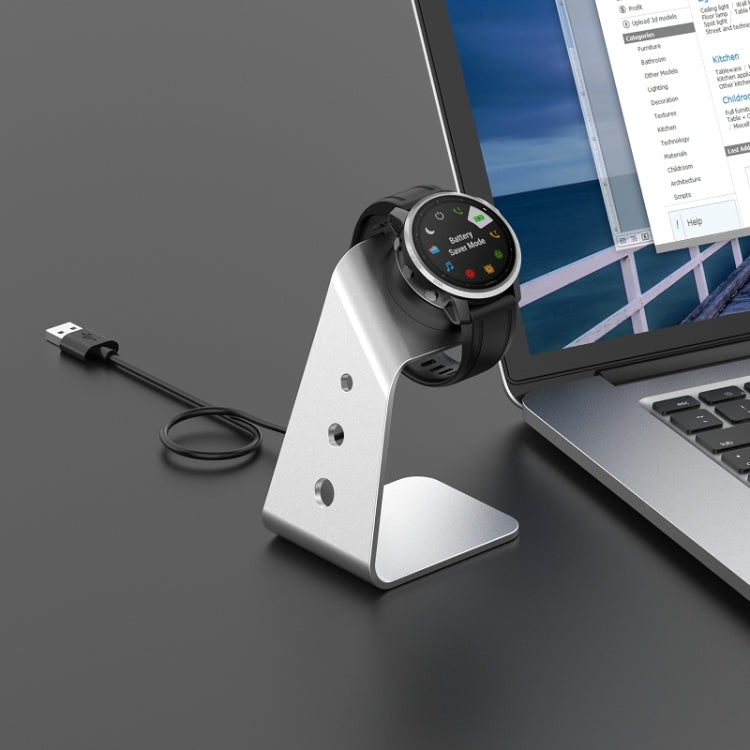 For Venu3 / Venu3S / Vivoactive 5 Portable Metal Charger Holder with Data Function, Right Interface(Silver) - Charger by PMC TechLife | Online Shopping South Africa | PMC TechLife