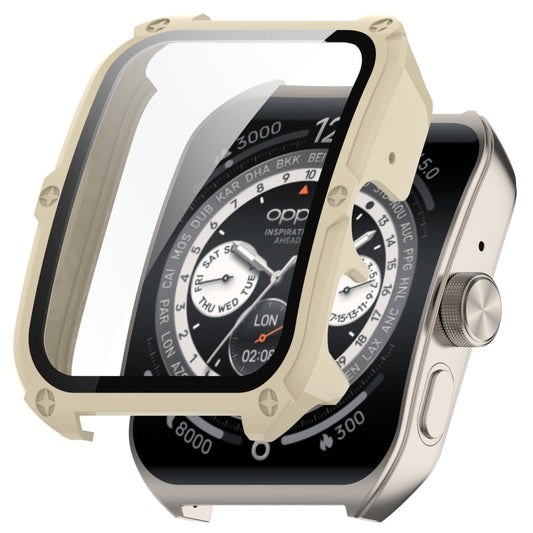 For OPPO Watch 4 Pro PC + Tempered Film Integrated Watch Protective Case(Ivory White) -  by PMC Jewellery | Online Shopping South Africa | PMC Jewellery