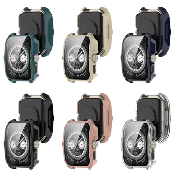 For OPPO Watch 4 Pro PC + Tempered Film Integrated Watch Protective Case(Ink Blue)
