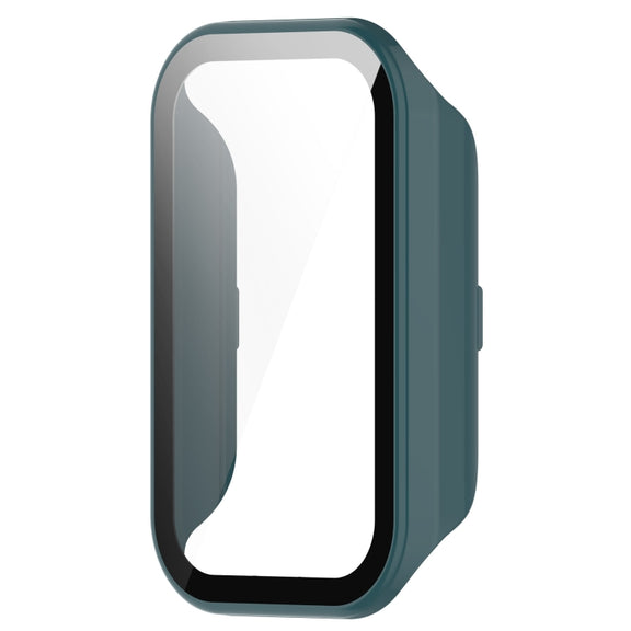 For Xiaomi Smart Band 8 Active / Redmi Band 2 PC + Tempered Film Integrated Watch Protective Case(Pine Green)
