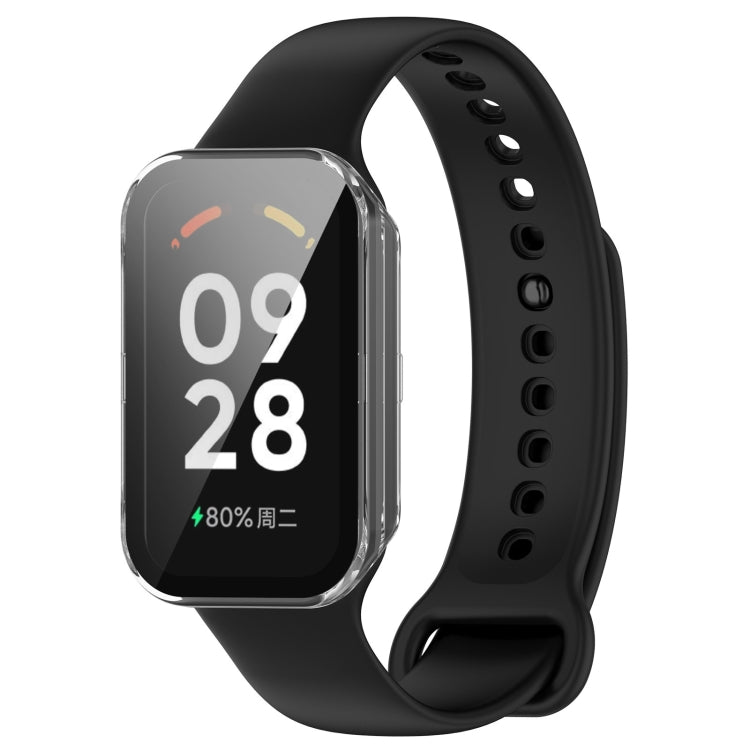 For Xiaomi Smart Band 8 Active / Redmi Band 2 PC + Tempered Film Integrated Watch Protective Case(Transparent White) - Watch Cases by PMC TechLife | Online Shopping South Africa | PMC TechLife
