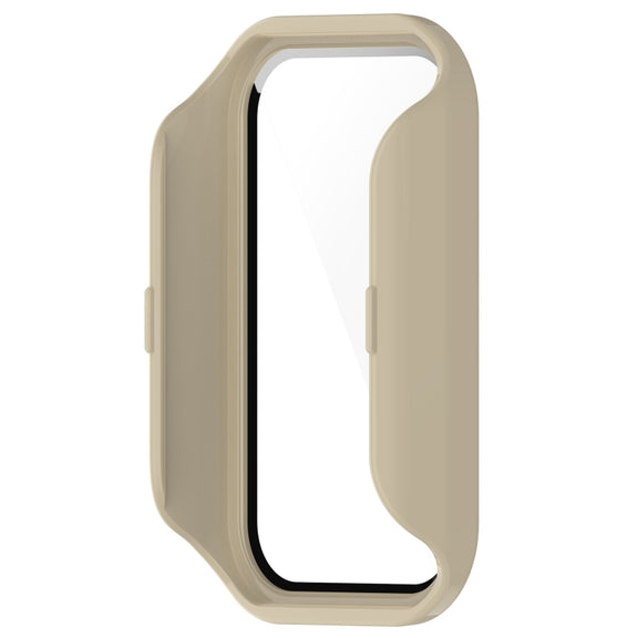 For Xiaomi Smart Band 8 Active / Redmi Band 2 PC + Tempered Film Integrated Watch Protective Case(Ivory White)