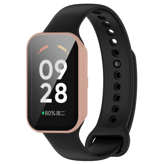 For Xiaomi Smart Band 8 Active / Redmi Band 2 PC + Tempered Film Integrated Watch Protective Case(Pink)