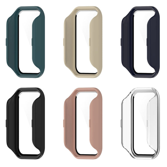 For Xiaomi Smart Band 8 Active / Redmi Band 2 PC + Tempered Film Integrated Watch Protective Case(Black)