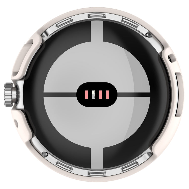 For Google Pixel Watch 2 PC + Tempered Film Integrated Watch Protective Case(White) - Watch Cases by PMC TechLife | Online Shopping South Africa | PMC TechLife