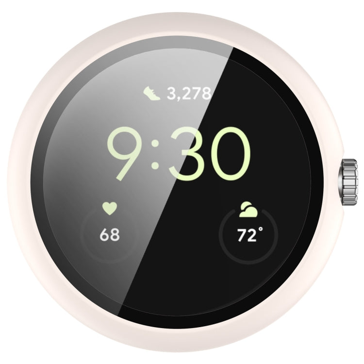 For Google Pixel Watch 2 PC + Tempered Film Integrated Watch Protective Case(White) - Watch Cases by PMC TechLife | Online Shopping South Africa | PMC TechLife