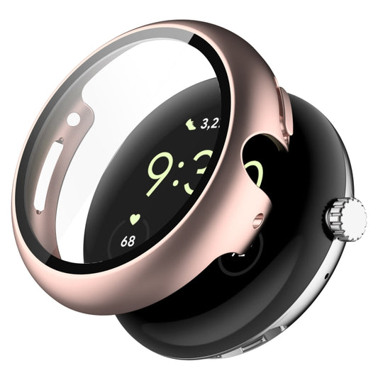 For Google Pixel Watch 2 PC + Tempered Film Integrated Watch Protective Case(Rose Gold) - Watch Cases by PMC Jewellery | Online Shopping South Africa | PMC Jewellery