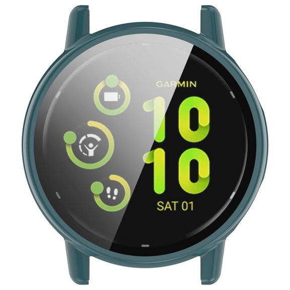For Garmin vivoactive 5 / Active 5 PC + Tempered Film Integrated Watch Protective Case(Green)