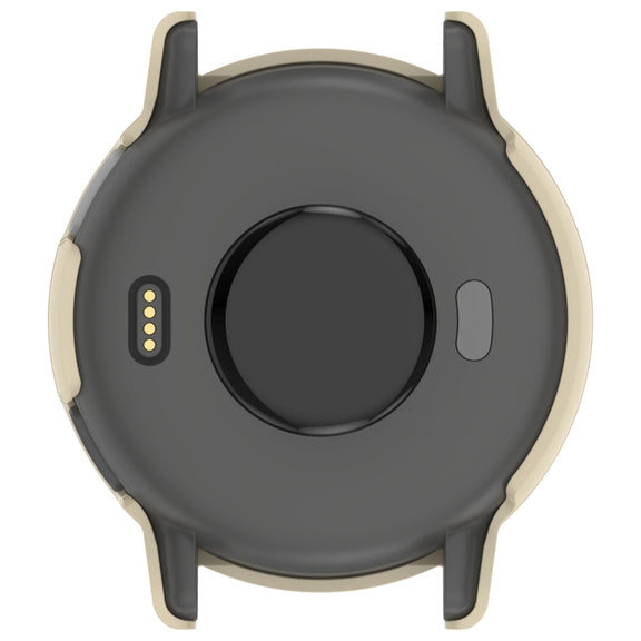 Compatible with Garmin vivoactive 5 / Active 5 PC + Tempered Film Integrated Watch Protective Case(Ivory)