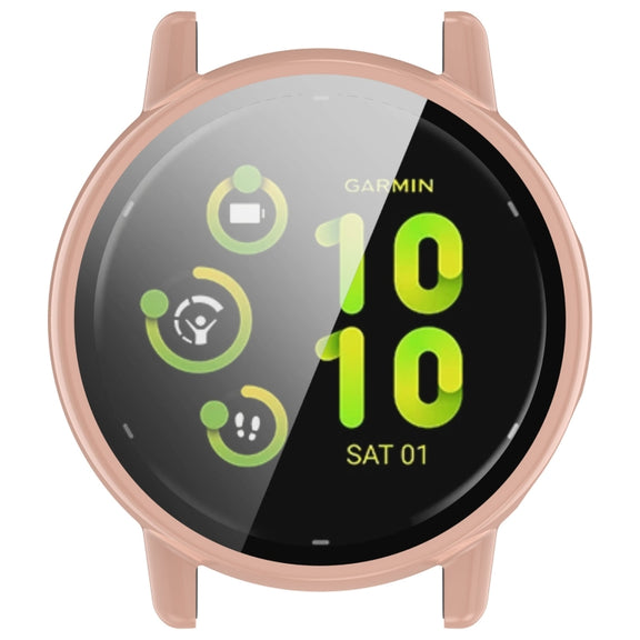 For Garmin vivoactive 5 / Active 5 PC + Tempered Film Integrated Watch Protective Case(Pink)