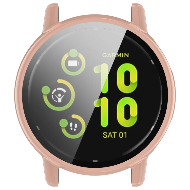 For Garmin vivoactive 5 / Active 5 PC + Tempered Film Integrated Watch Protective Case(Pink)