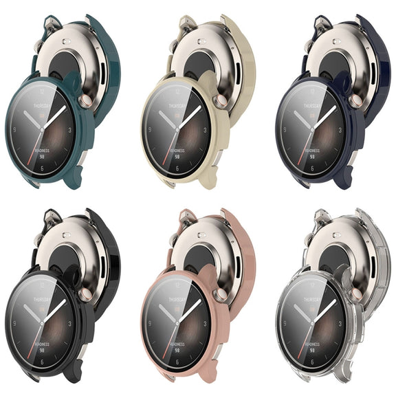 For Amazfit Balance A2286 PC + Tempered Film Integrated Watch Protective Case(Transparent White)