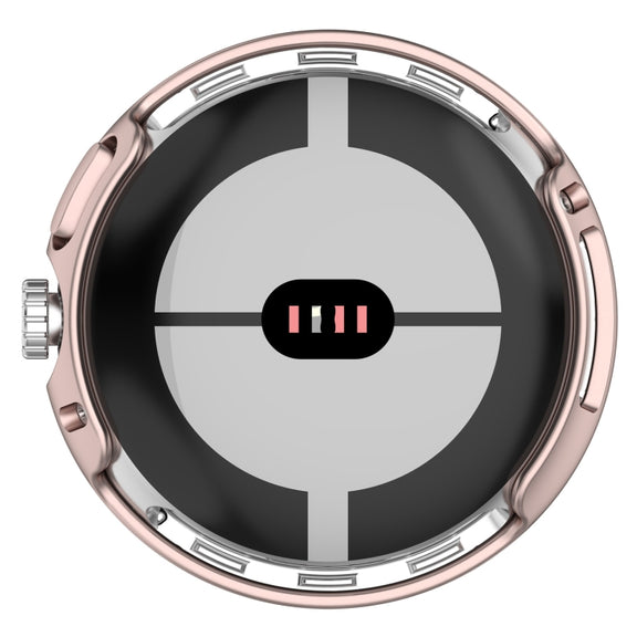 For Google Pixel Watch 2 Half Pack Hollow PC Watch Protective Case(Rose Gold)