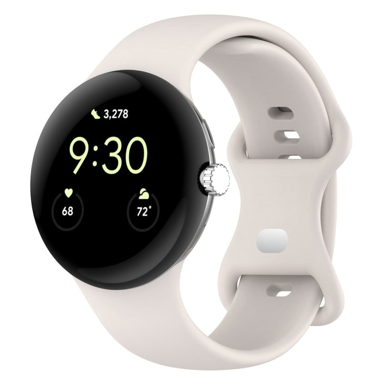 For Google Pixel Watch 2 Solid Color Silicone Watch Band, Size:S Size(Creamy White) - Watch Bands by PMC TechLife | Online Shopping South Africa | PMC TechLife