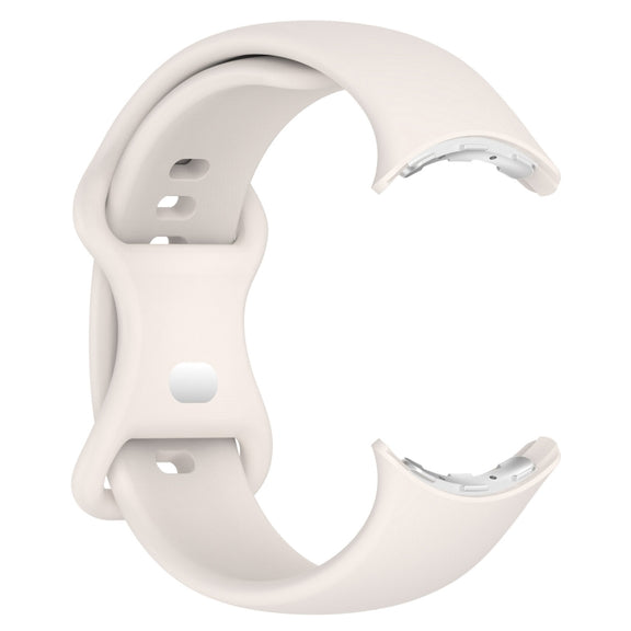 For Google Pixel Watch 2 Solid Color Silicone Watch Band, Size:S Size(Creamy White)