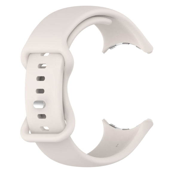For Google Pixel Watch 2 Solid Color Silicone Watch Band, Size:S Size(Creamy White)