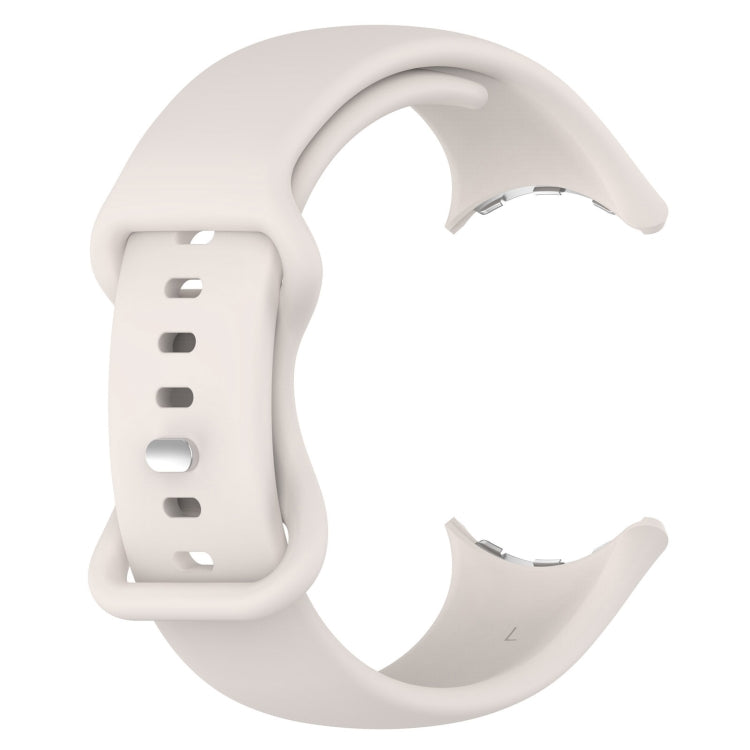 For Google Pixel Watch 2 Solid Color Silicone Watch Band, Size:S Size(Creamy White)