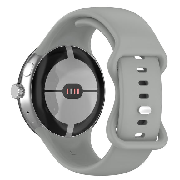 For Google Pixel Watch 2 Solid Color Silicone Watch Band, Size:S Size(Grey)