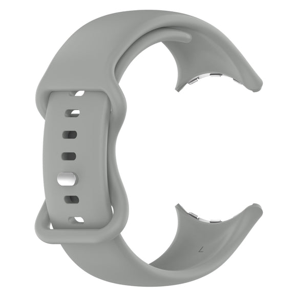 For Google Pixel Watch 2 Solid Color Silicone Watch Band, Size:S Size(Grey)