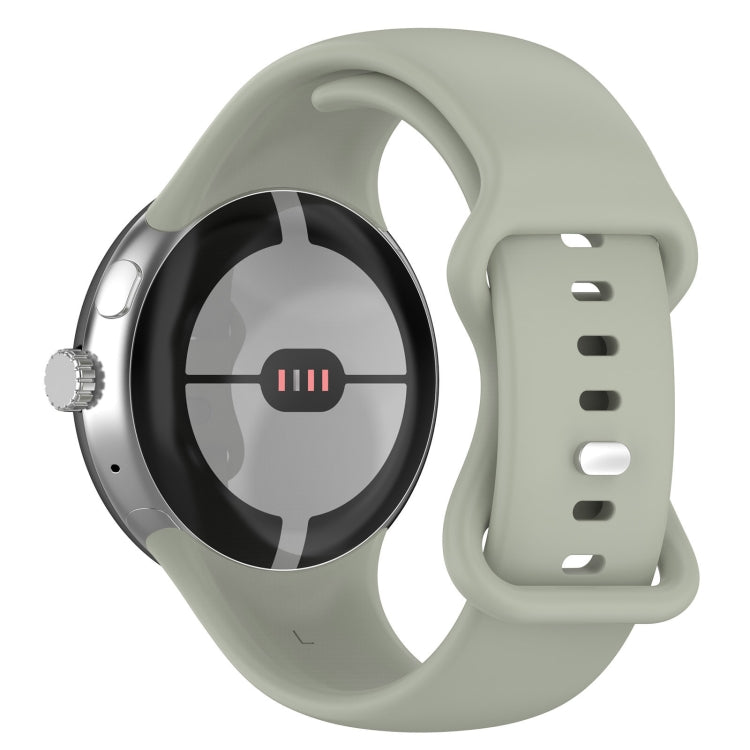 For Google Pixel Watch 2 Solid Color Silicone Watch Band, Size:S Size(Grey Green)