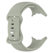 For Google Pixel Watch 2 Solid Color Silicone Watch Band, Size:S Size(Grey Green)