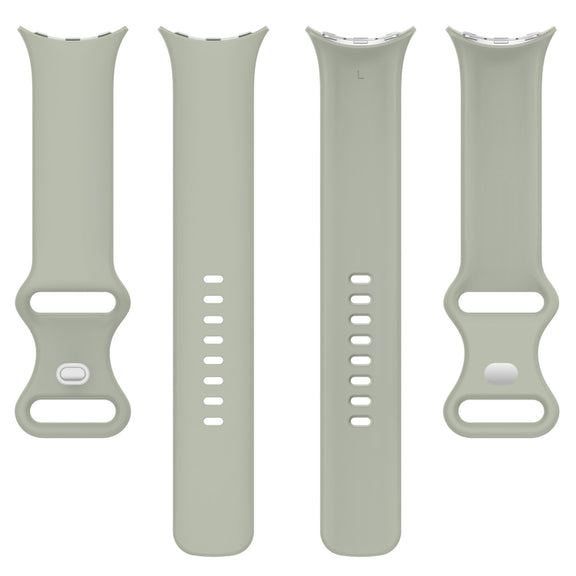 For Google Pixel Watch 2 Solid Color Silicone Watch Band, Size:S Size(Grey Green)