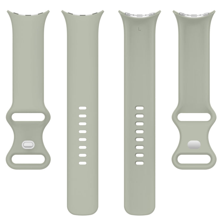 For Google Pixel Watch 2 Solid Color Silicone Watch Band, Size:S Size(Grey Green)