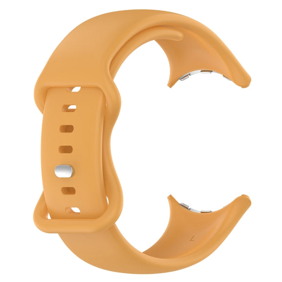 For Google Pixel Watch 2 Solid Color Silicone Watch Band, Size:S Size(Yellow)