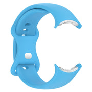 For Google Pixel Watch 2 Solid Color Silicone Watch Band, Size:S Size(Sky Blue)