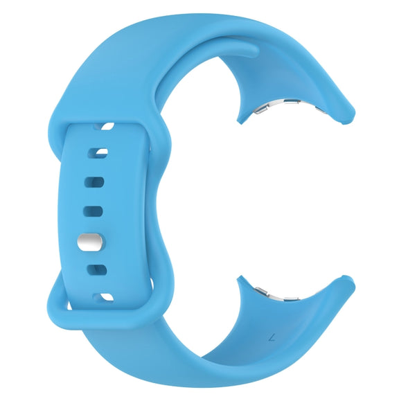 For Google Pixel Watch 2 Solid Color Silicone Watch Band, Size:S Size(Sky Blue)