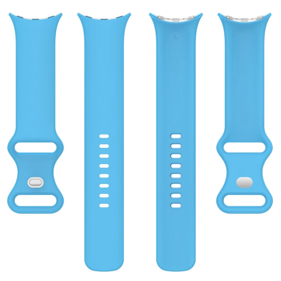 For Google Pixel Watch 2 Solid Color Silicone Watch Band, Size:S Size(Sky Blue)