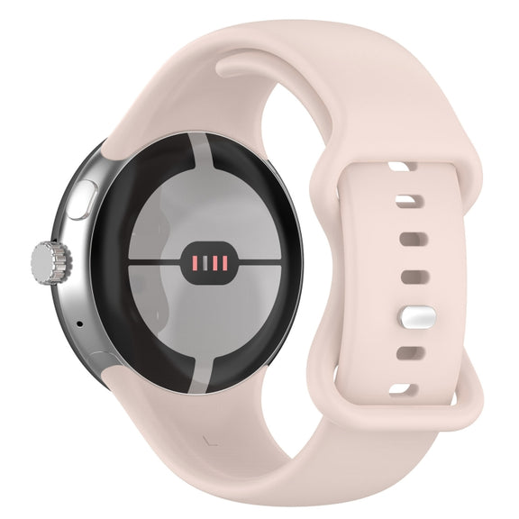 For Google Pixel Watch 2 Solid Color Silicone Watch Band, Size:S Size(Pink)