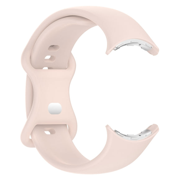 For Google Pixel Watch 2 Solid Color Silicone Watch Band, Size:S Size(Pink)