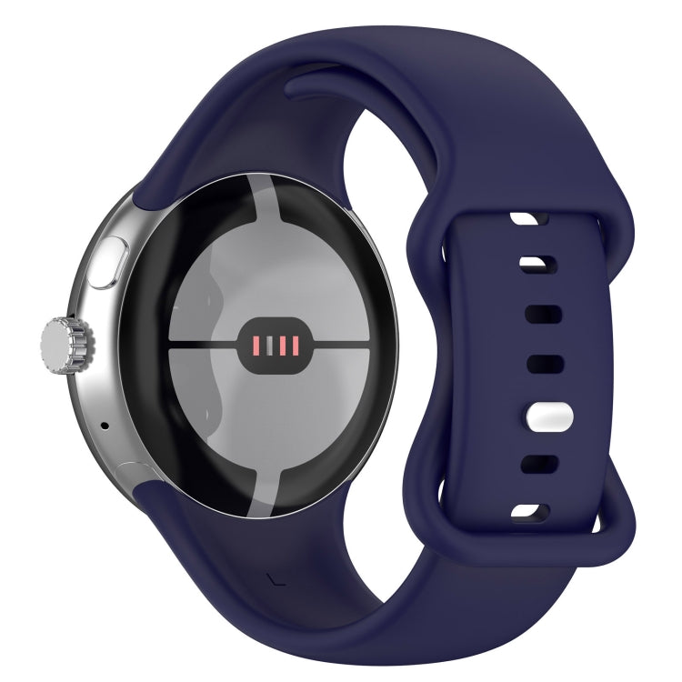 For Google Pixel Watch 2 Solid Color Silicone Watch Band, Size:S Size(Blue)