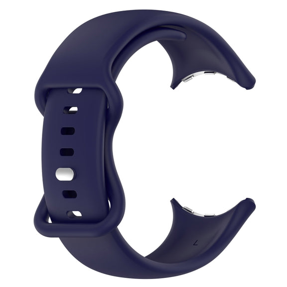 For Google Pixel Watch 2 Solid Color Silicone Watch Band, Size:S Size(Blue)