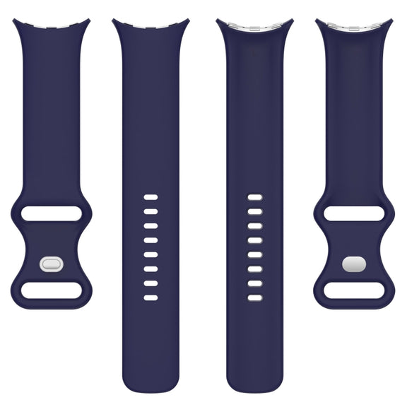 For Google Pixel Watch 2 Solid Color Silicone Watch Band, Size:S Size(Blue)